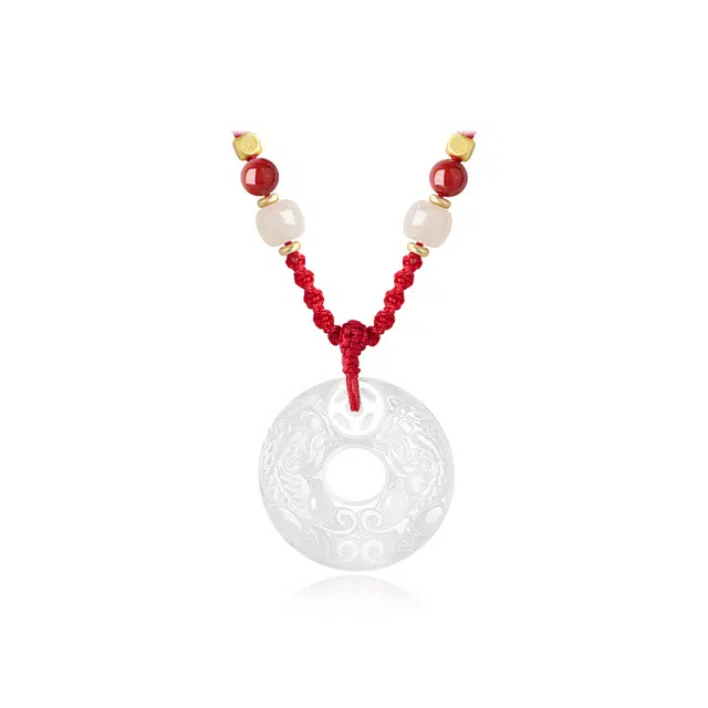 行金银中 招财貔貅平安扣 如意呈祥新中式古风古韵 国风转运清新晴朗#好运 玉髓 项链 男女同款情侣款