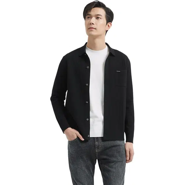 古鲨 轻奢冰丝柔软舒适百搭针织衫 男款