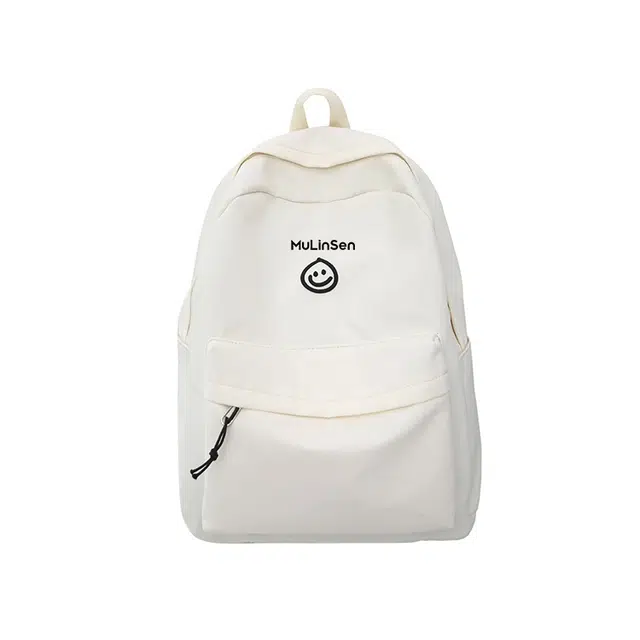 木林森 时尚简约笑脸刺绣大容量上课通勤百搭学院风防泼水 尼龙 双肩包 男女同款情侣款 多色