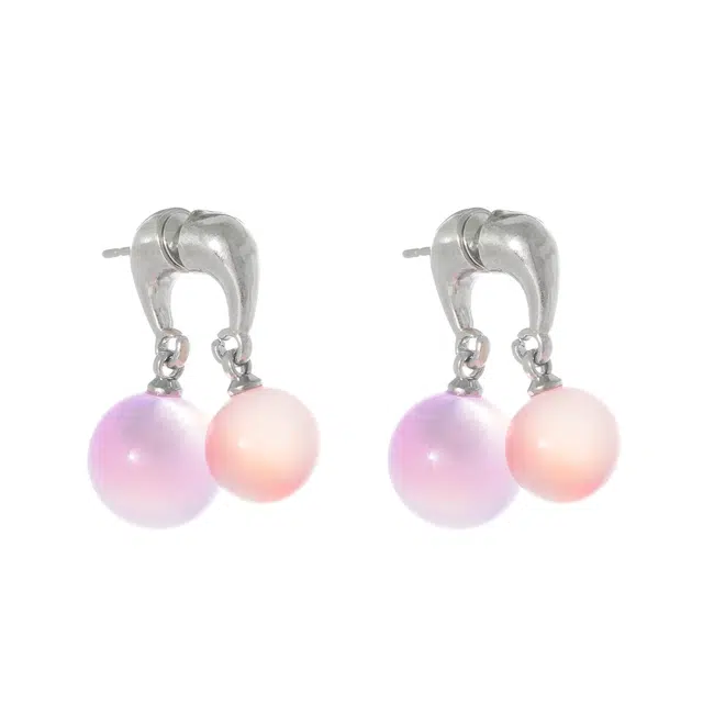 澜耀 新中式彩色珠珠耳饰 气质时尚小众个性 简约百搭高级感 合金 耳环 女款