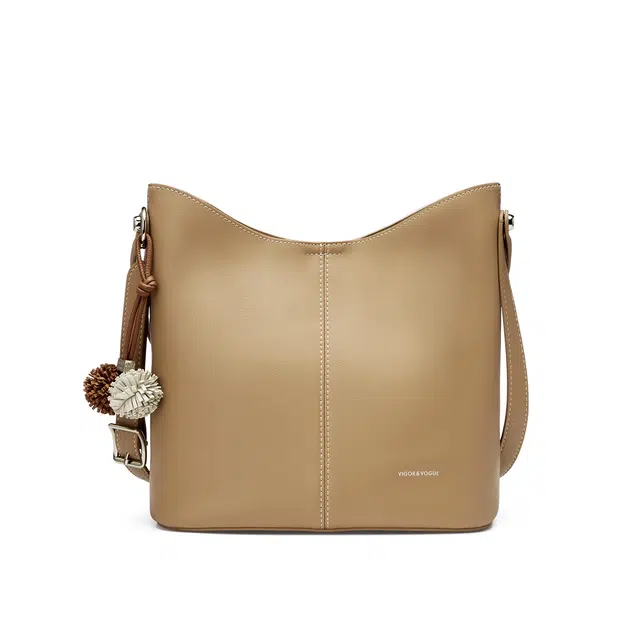 卓诗尼 时尚休闲百搭小众设计 合成革 单肩包 常规 女款 米白色/杏色