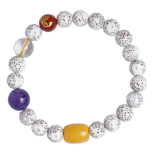 宣华意 新中式高级感原籽水晶发晶文玩佛珠#好运 星月菩提 手串 女款