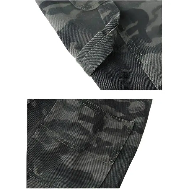 特斯型 美式迷彩设计感潮流扣带休闲宽松直筒工装牛仔裤 男女同款