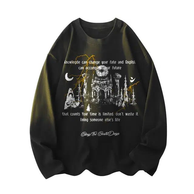 Bingfei College Style Letter Print Long Sleeve T-Shirt