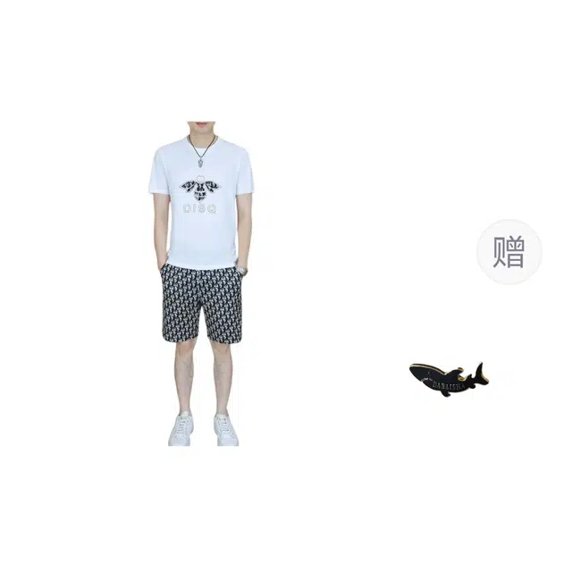 大白鲨 高端欧货棉质短袖短裤休闲运动套装 男女同款