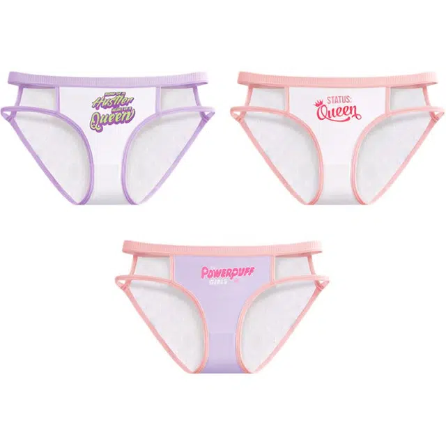 花佃品色 卡通字母性感网纱镂空三角内裤 女款