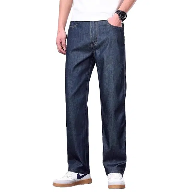 炳盛 天丝超薄宽松直筒阔腿裤外穿休闲潮流商务长裤夏季牛仔裤 男女同款