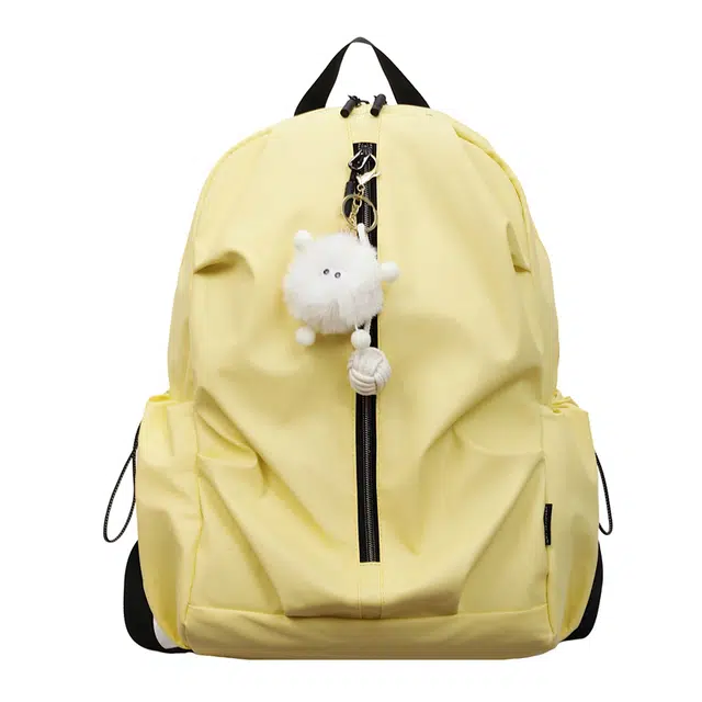 笛贝嘉 韩版简约褶皱小众百搭轻便 皮膜 双肩包 男女同款情侣款 多色