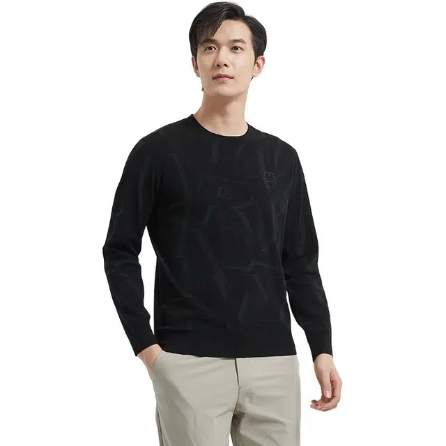 古鲨 痞帅字母印花内搭休闲针织衫 男款