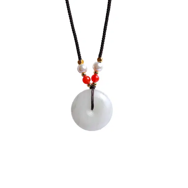 梨云暮雪 鸿运平安扣 精致可爱款 小飞碟造型 精选优品#好运 天山翠 吊坠 男女同款情侣款