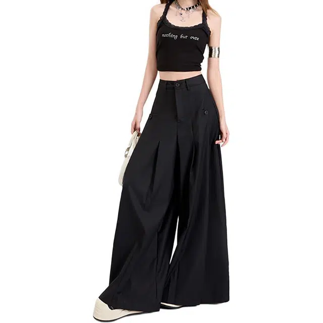 如续 如续慵懒荡荡裤小众高级高腰显瘦直筒垂感西装裤女宽松阔腿裤裤裙休闲裤 女款