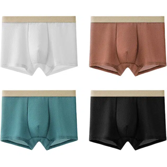 富贵鸟 冰丝轻薄透气凉感宽松抗菌平角内裤 男款