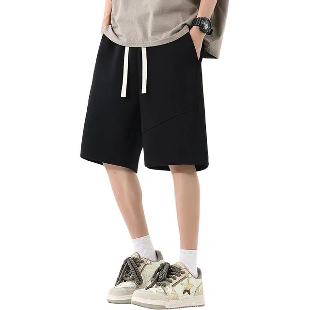 纯团 美式重磅解构拼接运动五分裤子夏季潮流简约百搭宽松直筒休闲短裤 男女同款