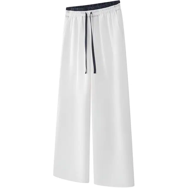 特斯型 美式高街拼接薄款舒适透气直筒阔腿休闲裤 男女同款