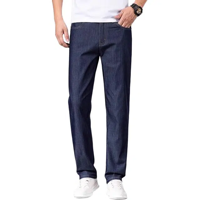 炳盛 夏季冰丝宽松直筒薄款休闲商务百搭牛仔裤 男女同款