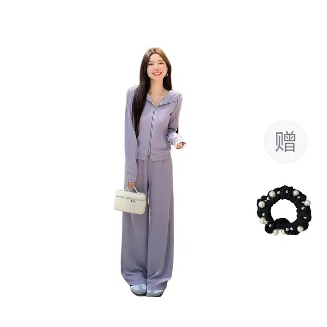 雾闪闪 盐甜时尚女秋季连帽卫衣外套甜酷风开衫长袖两件套女休闲套装 女款