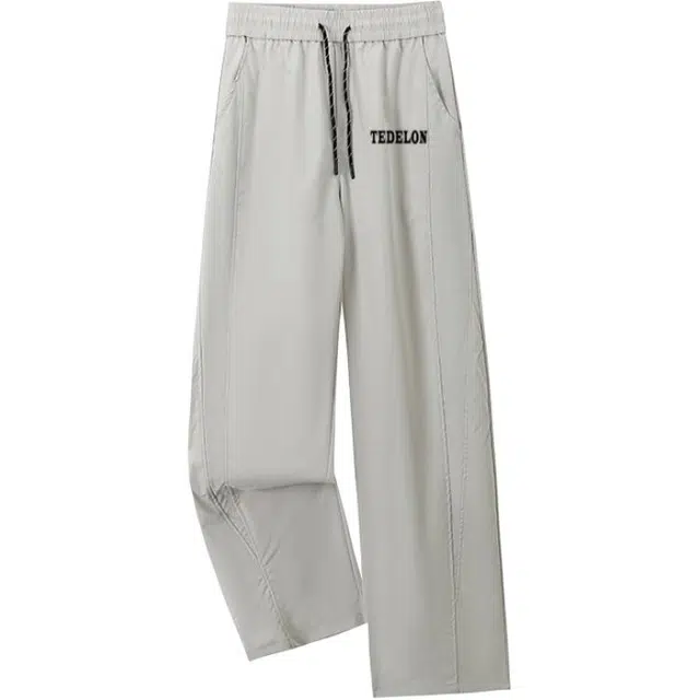 太子龍 美式复古宽松百搭纯色简约直筒垂感冰丝无性别主义穿搭透气舒适情侣款休闲裤 男女同款