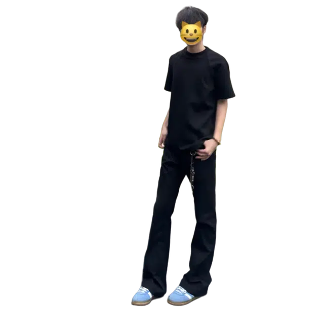 唐启 美式高街潮牌基础款弹力修身直筒微喇牛仔裤 男女同款