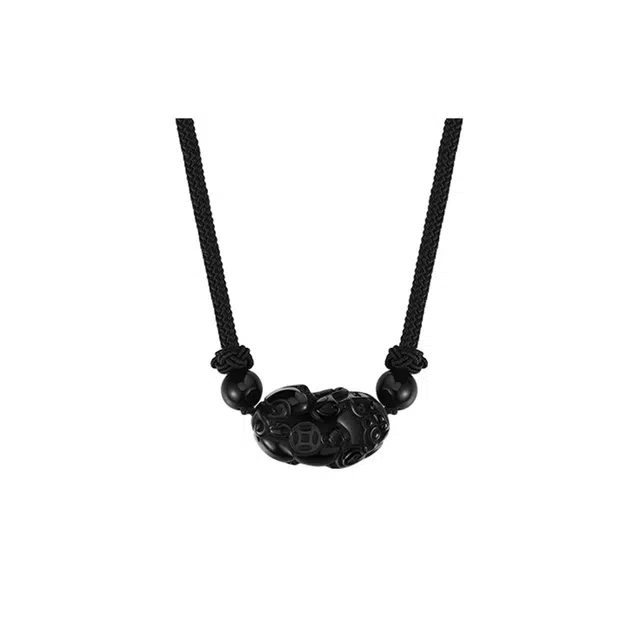 周百福 【有钱花】暴富貔貅 新中式国潮 招财进宝 吸金纳福 貔貅 吞金兽 好运甜蜜饰爱 简约大气百搭 黑曜石 项链 男女同款情侣款