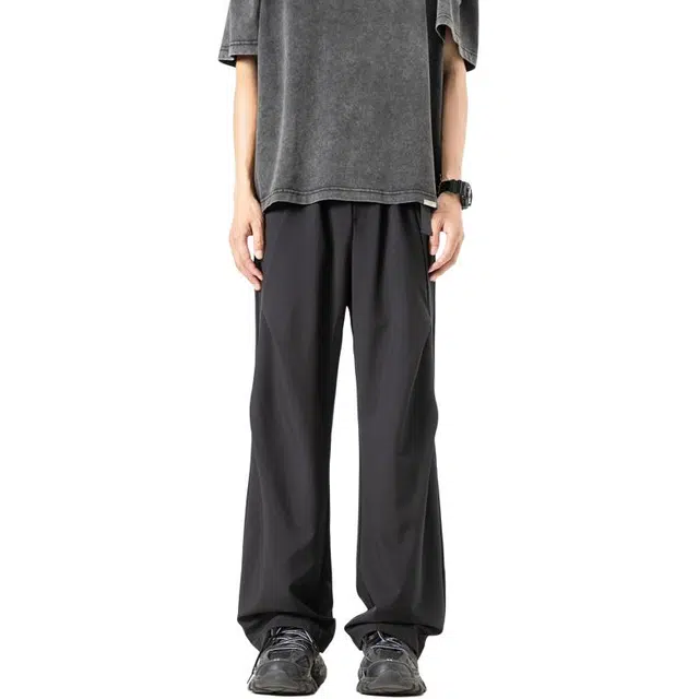 黑马漫画 活页冰皮凉感冰丝速干直筒垂感运动休闲裤 男女同款