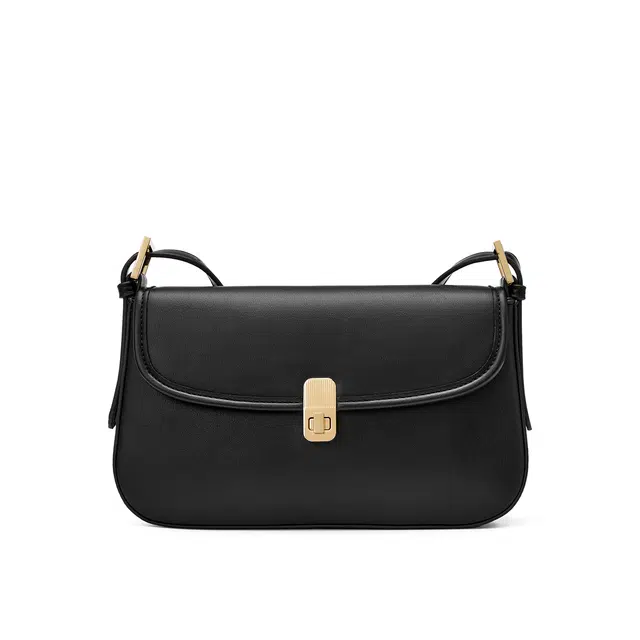 卓诗尼 纯色百搭小众简约气质优雅 合成革 单肩包 女款 黑色/米白色