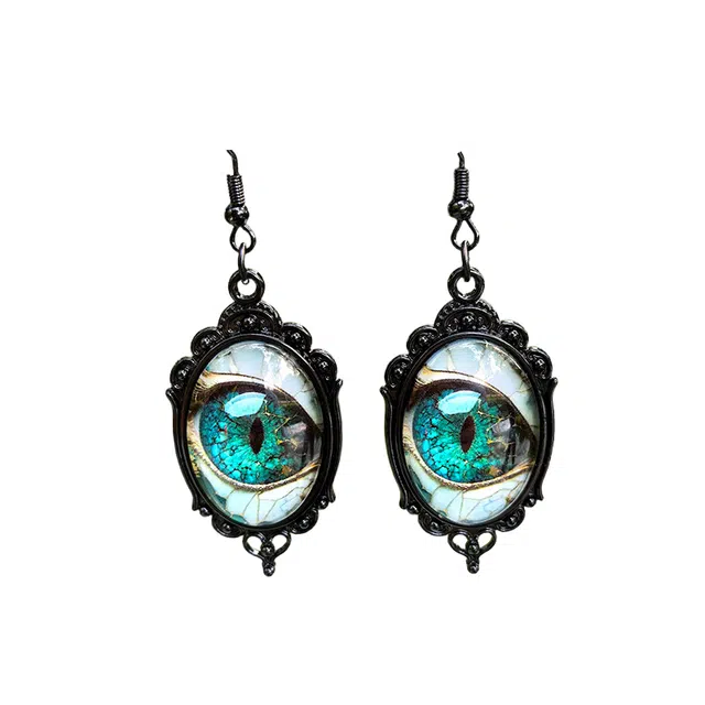 清脆小溪 复古 猫眼宝石耳饰 贵气优雅风哥特式波西米亚创意设计搭配 合金 耳环 女款