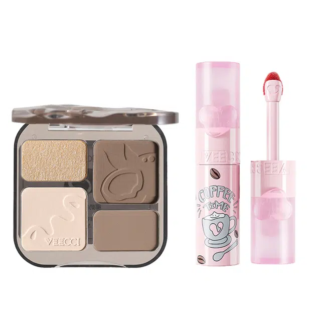 唯资 修容盘+咖啡唇泥 高光修容一体综合修容盘修饰轮廓 滋润保湿唇釉口红 易上色自然持久不脱妆服帖润泽 易上色显白伪素颜