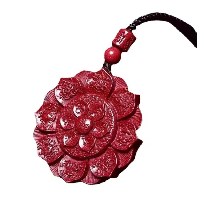 茂琼 福气满满 简约时尚八宝莲花护挂件招财纳福项坠小众高级感#好运 朱砂 项链 男女同款情侣款