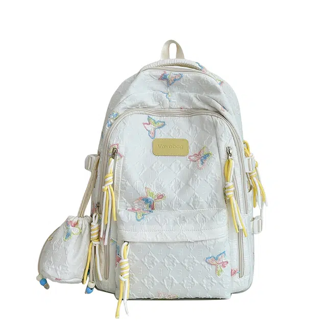 轩玺 韩版大容量小清新简约时尚百搭 尼龙 书包背包双肩包 常规 女款 白色/黑色/蓝色/粉色