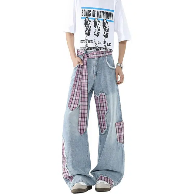 佐菲利 设计感小众破坏薄款美式高街宽松直筒高级感裤子牛仔裤 男女同款