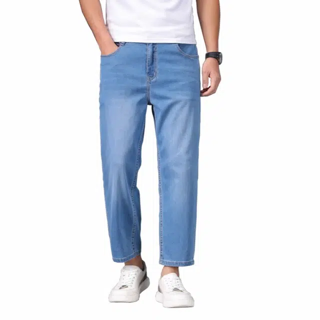 炳盛 冰丝薄款宽松直筒潮牌休闲牛仔裤 男女同款