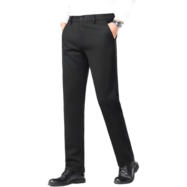 袋鼠 都市经典款复古简约基础款职业正装直筒秋冬重感微弹力磨毛面料通勤修身百搭休闲西装裤 男女同款