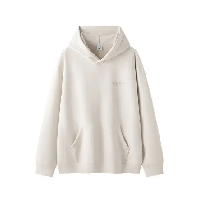 森马 质感仿麂皮绒印花绣花上衣青年百搭休闲连帽卫衣 男款