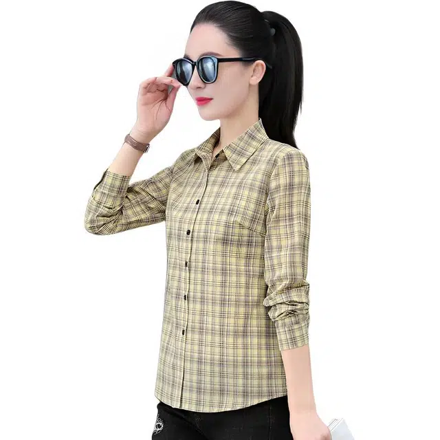 左岸 秋季薄款潮流时尚条纹翻领上衣长袖气质轻薄清新颜色日常洋气宽松遮肉透气高腰显瘦简约舒适柔软户外通勤高街亲肤百搭衬衫 女款