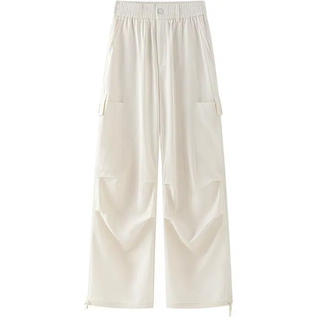 特斯型 美式高腰冰丝褶皱设计户外机能宽松凉感透气速干休闲裤 男女同款