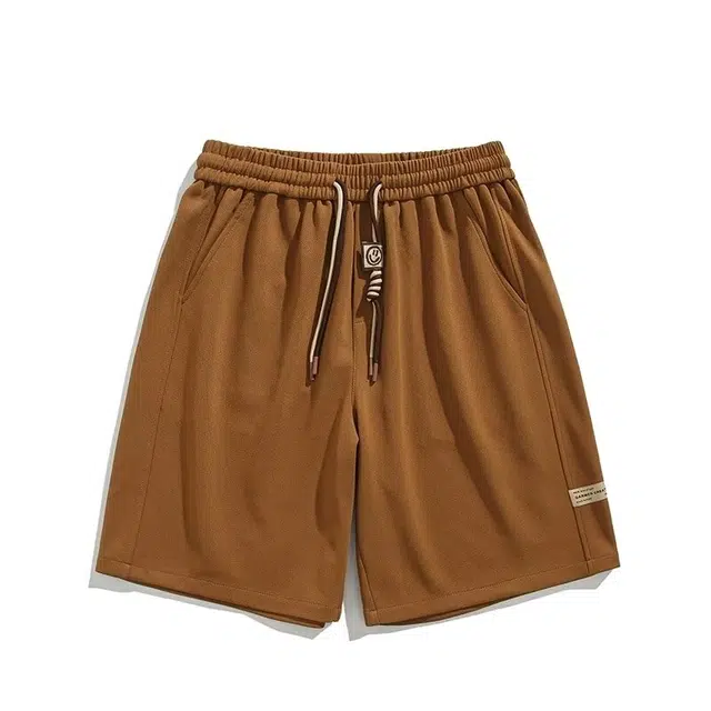 左岸 夏季薄款港风潮牌少年感字母刺绣小标卫裤拼色宽松运动中裤沙滩裤百搭柔软亲肤舒适透气五分裤休闲短裤 男款