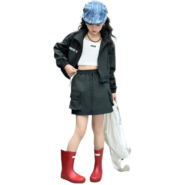比比我休闲运动套装  女童春秋季工装大童潮牌小孩衣服 小女孩短袖洋气时髦 舒适帅气轻便
