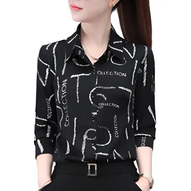 左岸 秋季潮流薄款休闲气质时尚百搭翻领上衣长袖舒适柔软韩版日常小衫洋气遮肉透气显瘦简约轻盈修身户外通勤衬衫 女款