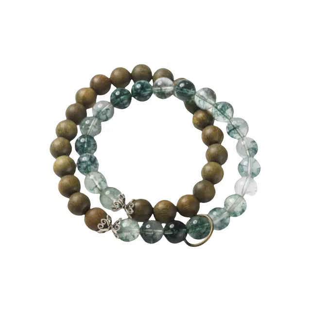 子婳 绿幽灵双圈新中式国风复古文雅雅致氛围感轻奢简约大方手饰#好运 绿檀 手串 女款