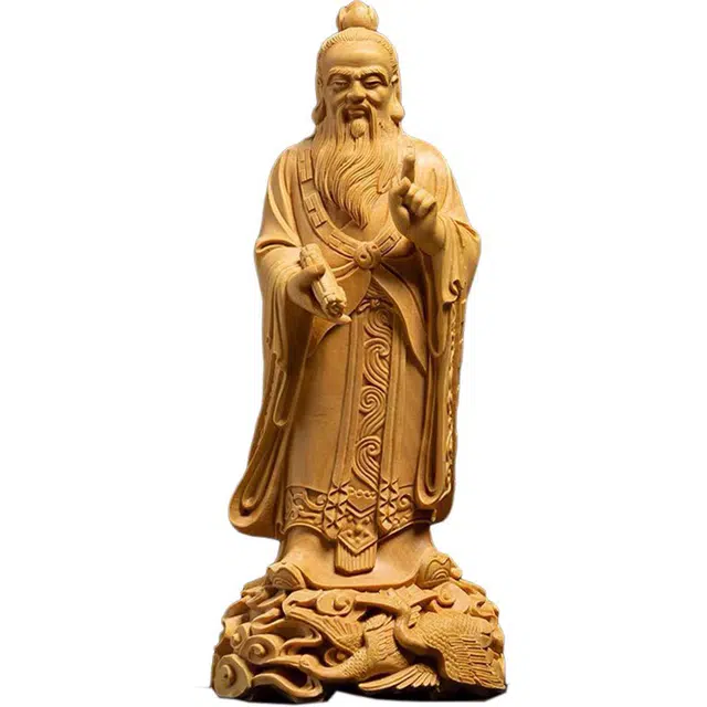 得笙陌 木雕老子像雕刻工艺品收藏品 黄杨木 摆件 男女同款情侣款