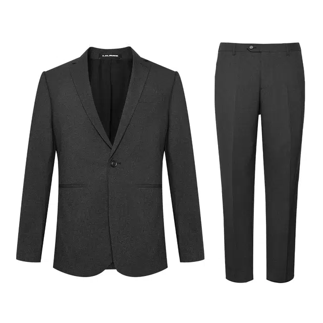 利郎 商务纯色平驳领简约西服两件套秋季绅士风结婚西装套装 男款