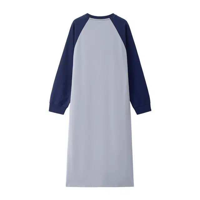 佐丹奴 纯棉撞色圆领插肩袖卫衣长袖连衣裙 女款