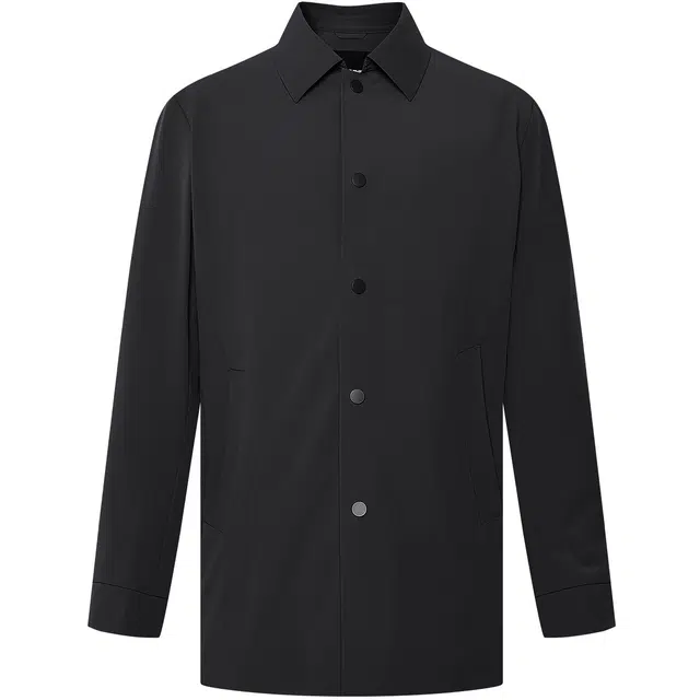 利郎 夹薄棉桑蚕丝商务休闲纯色翻领中长款秋季风衣外套 男款