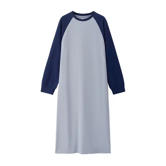 佐丹奴 纯棉撞色圆领插肩袖卫衣长袖连衣裙 女款
