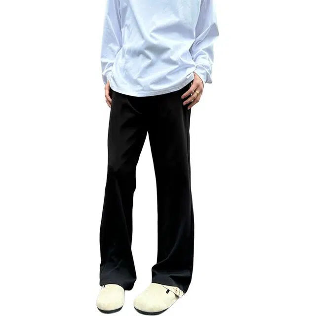 唐启 休闲西裤薄款垂坠感高级感痞帅裤子高档直筒微喇裤西装裤 男女同款