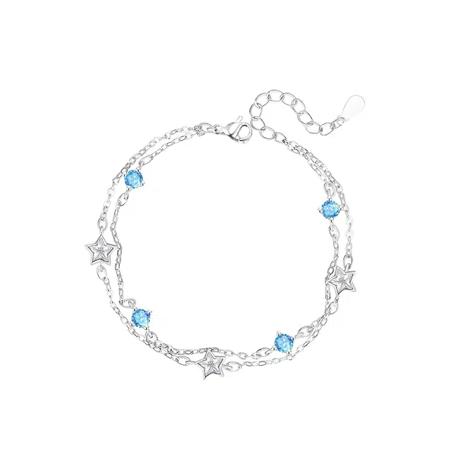 福柚 双层星光点点精致高级感五角星满天星圆珠森系小清新可调节 合金 手链 女款