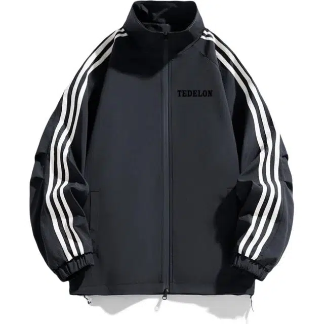 太子龍 美式潮牌立领插肩袖织带设计户外防水运动休闲百搭长袖夹克外套 男女同款