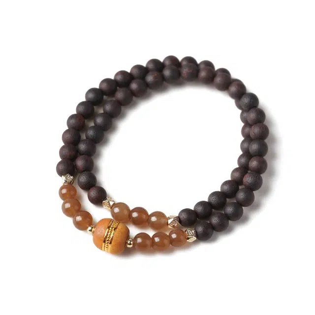 書卓 经典复古风搭配串国潮佛珠平安双圈#好运 复古文玩 降真香 手串 男女同款情侣款