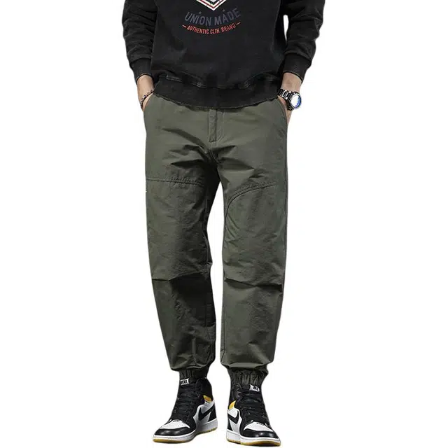 潮人榜 春秋季美式复古重磅束脚多口袋工装裤男潮牌宽松大码长裤休闲裤 男款