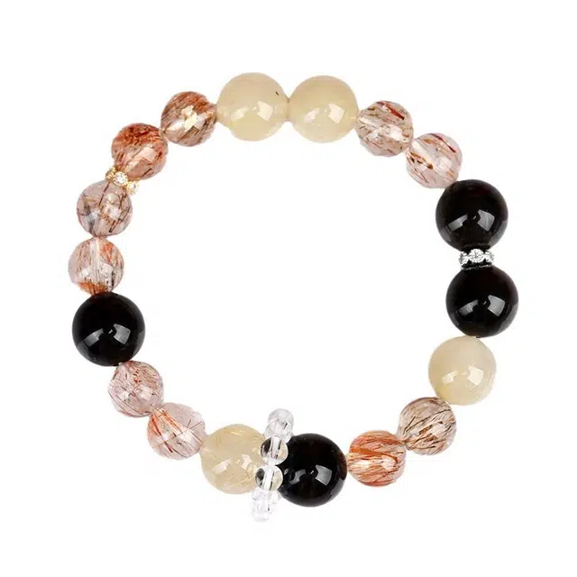 茂琼 浪漫 可爱 黑金超银曜石时尚高级感饰品小众百搭#好运 金发晶 手串 男女同款情侣款